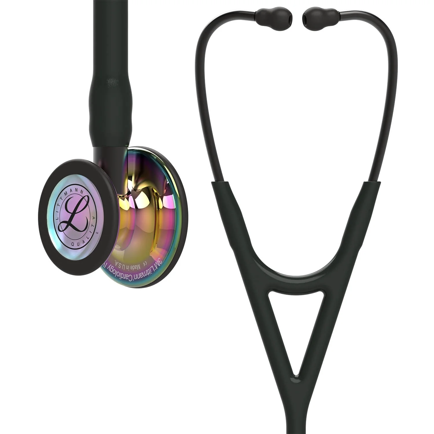 Littmann Cardiology IV Diagnostic Stethoscope: High Polish Rainbow & Black - Smoke Stem 6240 - OVER ENGRVED - Image 2