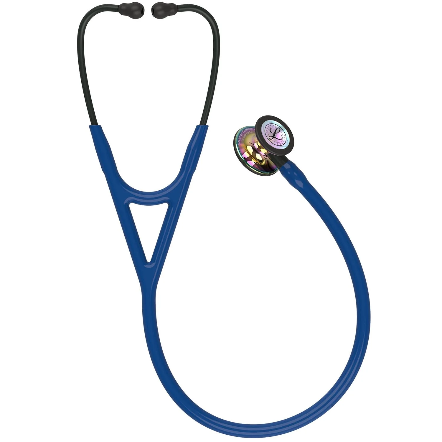 Littmann Cardiology IV Diagnostic Stethoscope: High Polish Rainbow & Navy Blue - Black Stem 6242 - Image 3