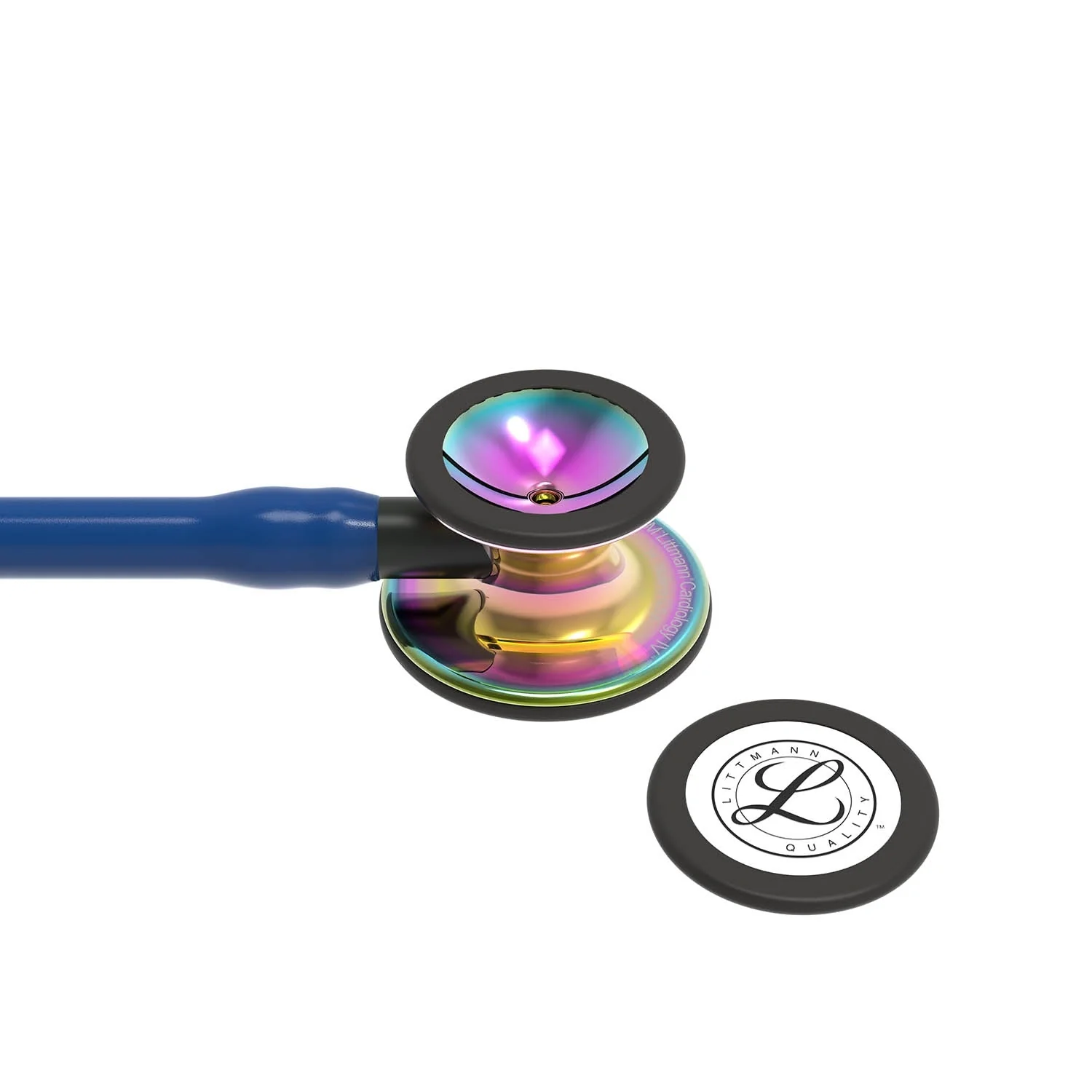 Littmann Cardiology IV Diagnostic Stethoscope: High Polish Rainbow & Navy Blue - Black Stem 6242 - Image 5