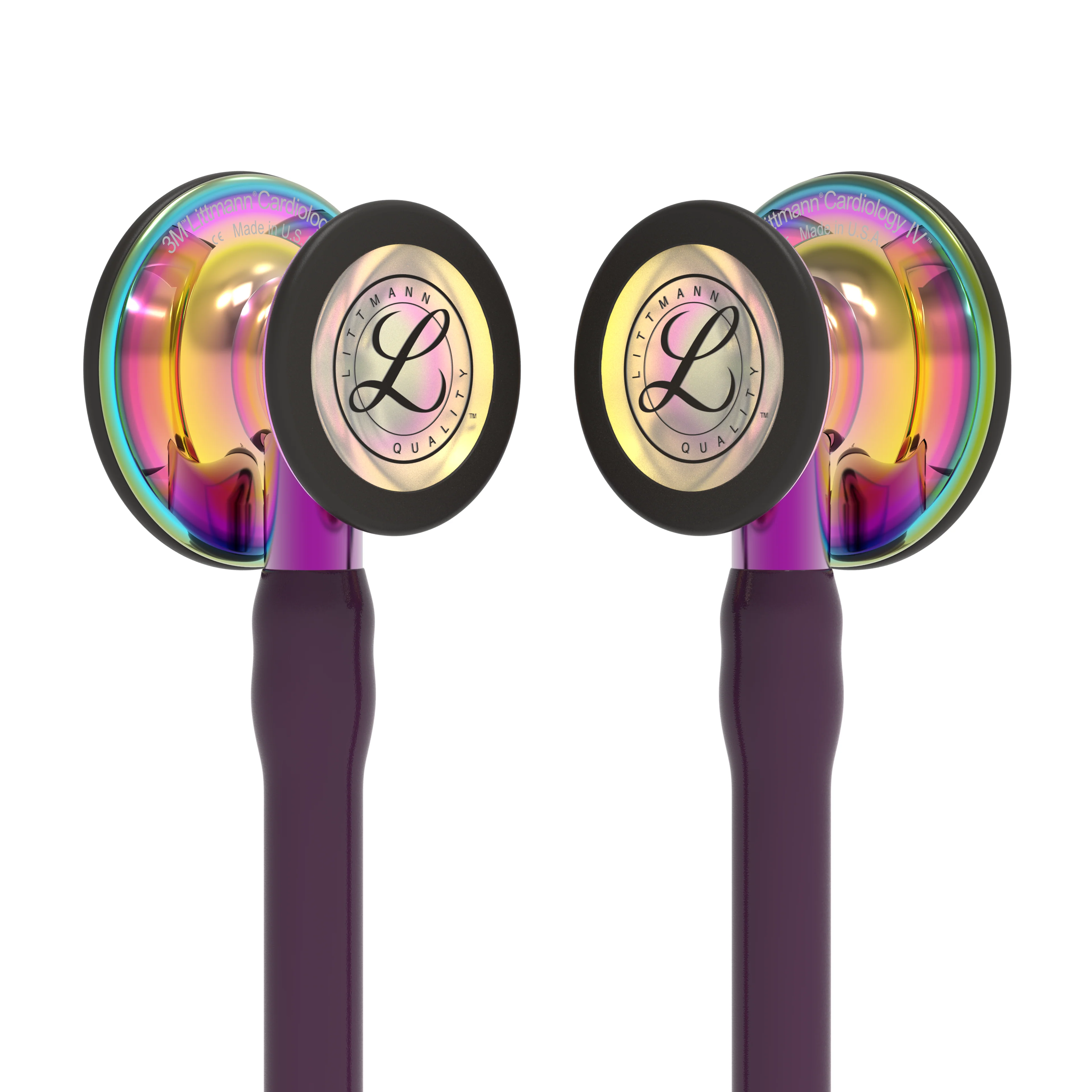 Littmann Cardiology IV Diagnostic Stethoscope: High Polish Rainbow & Plum - Violet Stem 6239 - OVER ENGRAVED - Image 8