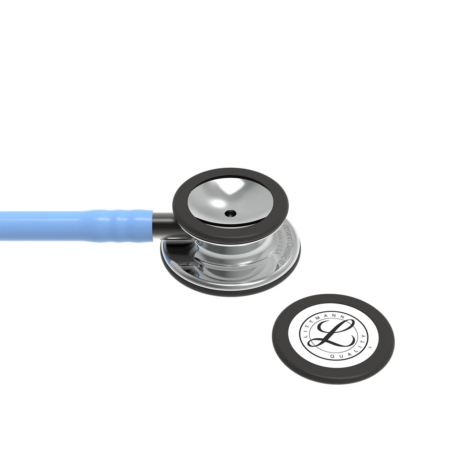 Littmann Classic III Monitoring Stethoscope: Mirror & Ceil Blue - Smoke Stem 5959 - OVER ENGRAVED - Image 7
